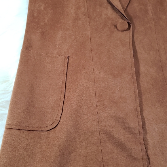 NWOT Anthropologie Solitaire Faux Suede Long Vest Single Button Size Medium - Picture 4 of 10